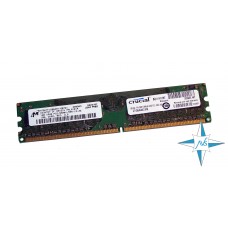 Модуль памяти DDR-2 noECC Unbuf DIMM, 1 GB, Crucial, 240 pin, CL5, CT12864AA667.8FG, DDR2-667, 1Rx8, 1.8V